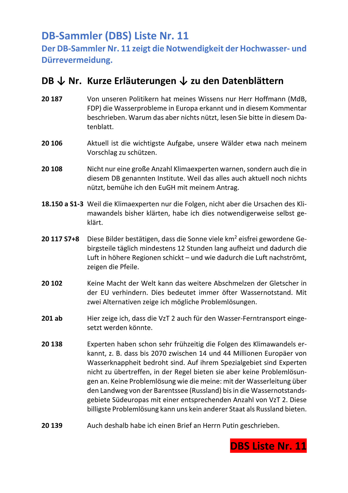 DBS 11 Notwendigkeit der Hochwasser- und Drrevermeidung usw -S.0