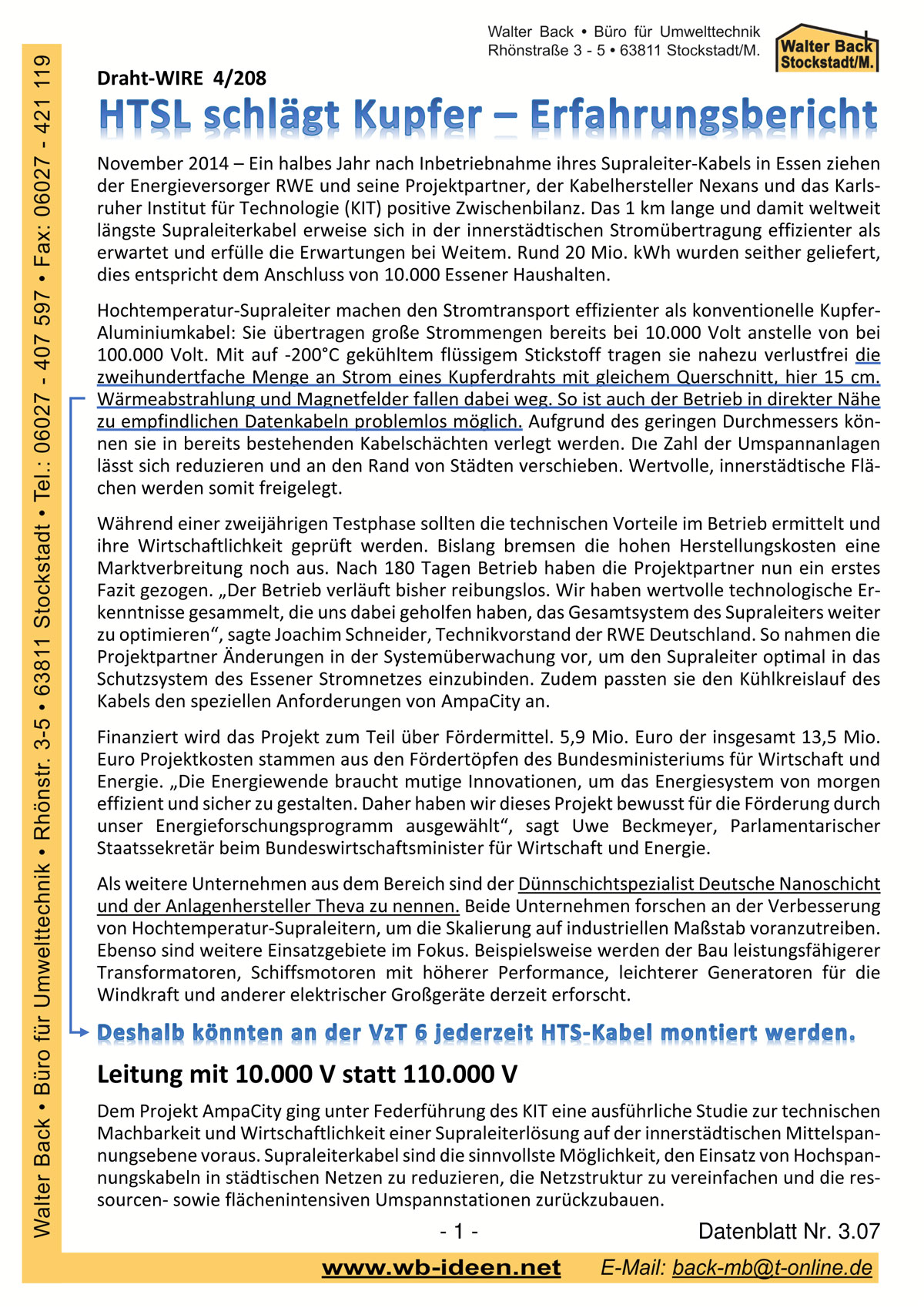 DBS 9 - die Technik vom HTS-Kabel-Wunder (Hochtemperatur-Supraleiter) Seite 2